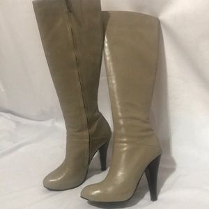 ALDO Size 5 Knee High boots - Taupe w/ hidden platform- Leather upper and lining